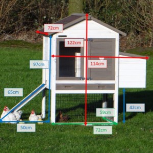 Various dimensions of the chickencoop Prestige Small