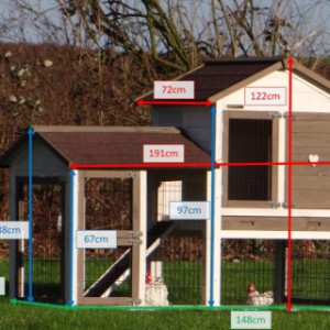 Various dimensions of the chickencoop Prestige Small
