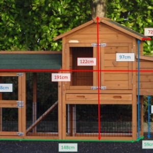 Various dimensions of the rabbit hutch Prestige Small