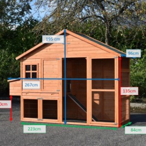 Dimensions of Chicken Coop Holiday Large with laying nest 267x96x195cm