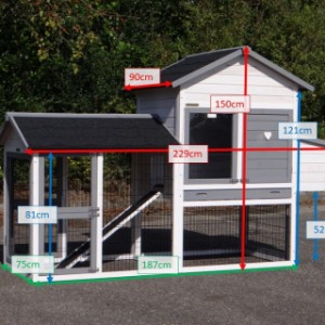 Dimensions of Chicken Coop Prestige Medium with run and laying nest