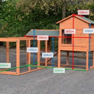 Various dimensions of the rabbit hutch Prestige Large