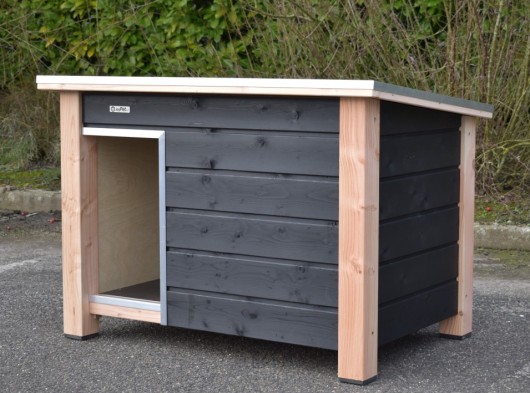 Insulated dog house Ferro black/Douglas 129x85x85cm