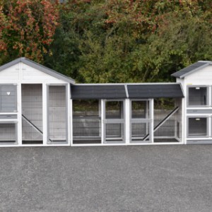 The large combination rabbit hutches is extended with 2 runs
