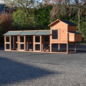 Rabbit hutch Prestige Medium with 3 runs and nesting box · 423x91x150cm