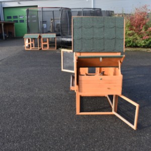 The laying nest of chickencoop Prestige Medium has a hinged roof