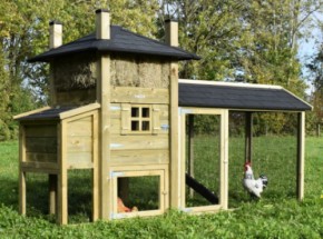 Chickencoop haystack Rosa with laying nest and covered run 303x114x182cm