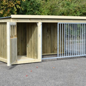 The kennel has spacious doors in the night cage and run