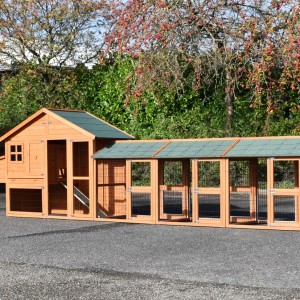 Chickencoop Holiday Medium with 3 runs and laying nest 497x88x151cm