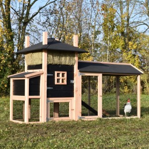 Chickencoop haystack Rosalynn with laying nest and covered run 294x114x180cm