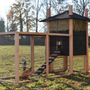 The chickencoop is provided with Douglaswood