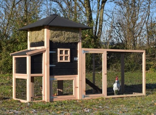 Chickencoop haystack Rosanne with laying nest and additional run 300x114x180cm