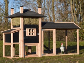 Chickencoop haystack Rosa with laying nest and covered run 305x114x180cm