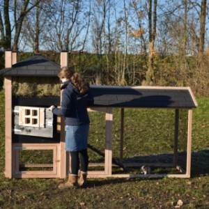 The sleeping compartment of rabbit hutch Rosa is provided with a window