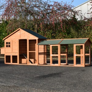 Rabbit hutch Holiday Large with 2 runs and nesting box 515x100x195cm