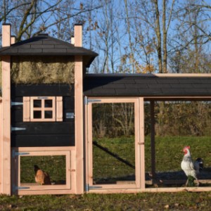 The chickencoop Rosa is extended with a laying nest and a covered run