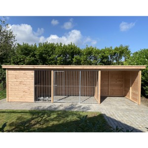 Dog kennel Modul Douglas with overhanging roof 770x240x209cm