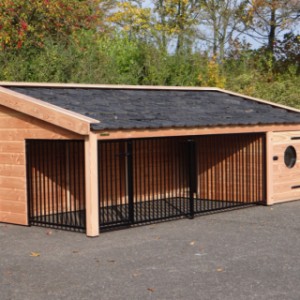 The dog kennel Rex 2XL is provided with used roof tiles