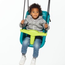 The baby swing is provided with a safety strap