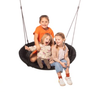 The black nest swing is provided with black BR-rope