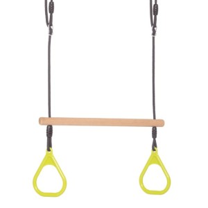 Wooden ring trapeze with plastic rings • lime green • BR-rope