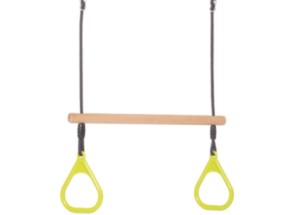 Wooden ring trapeze with plastic rings • lime green • BR-rope