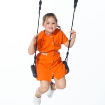 The plastic swing seat offers a lot of playing fun