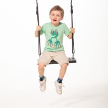 The swing seat is provided with black BR-rope