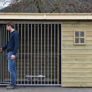 The kennel is provided with a door