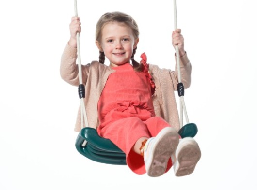 Plastic swing seat dark green • with beige BR-rope