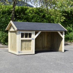 Dog house Isa 1 with pointed roof and veranda 254x129x140cm