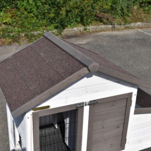 The chickencoop is provided with a nice pointed roof