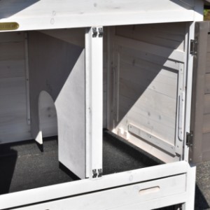 The sleeping compartment of rabbit hutch Prestige Small is suitable for 2 rabbits