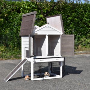 The rabbit hutch Prestige Small is provided with a hinged roof