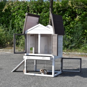 The Prestige Small rabbit hutch has spacious doors and a sliding tray