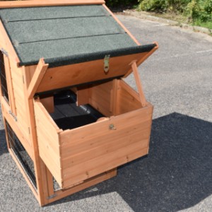 The laying nest of the Prestige Small chicken coop has a hinged roof