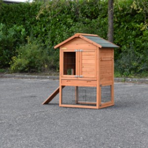 The Prestige Small rabbit hutch has the option to connect a nesting box later on
