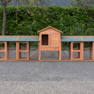The rabbit hutch Prestige Small is extended with 4 runs