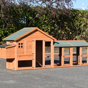 Rabbit hutch Holiday Small with 2 runs and nesting box 327x73x128cm