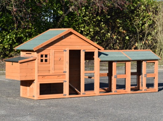 Rabbit hutch Holiday Small with 2 runs and nesting box 327x73x128cm