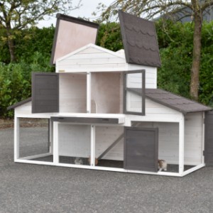 The rabbit hutch Annemieke Extra Large is provided with a hinged roof