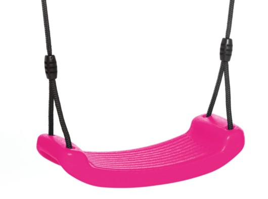 Plastic swing seat pink - with black BR-rope