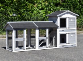 Rabbit hutch Double Small with 2 runs · 238x72x121cm