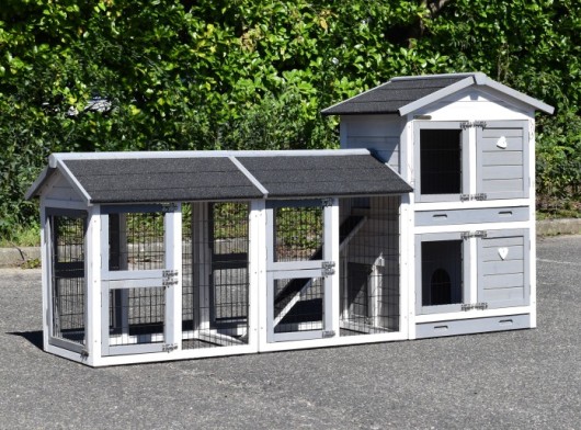 Rabbit hutch Double Small with 2 runs · 238x72x121cm