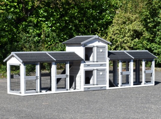 Rabbit hutch Double Small with 4 runs · 388x72x121cm