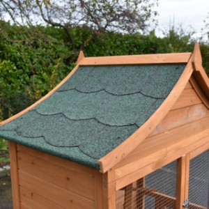 The aviary is provided with a roof with green roofing felt