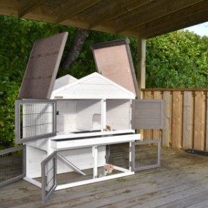 The Regular Medium rabbit hutch has many openings, allowing you to easily reach your rabbits