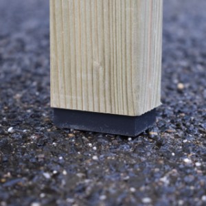 The Chicky chicken coop stands on plastic feet, which provide protection against rising damp