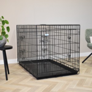 The Strong XXL dog crate is suitable for larger dogs, such as a Bouvier