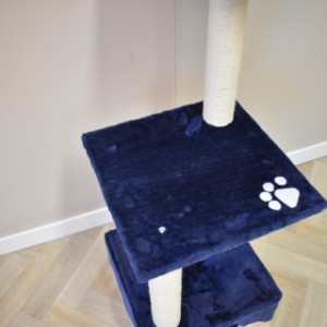 Scratching post Kailey has a paw print on the laying platform